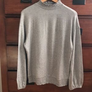 A New Day, Size Large, Gray Ruffle Neck Balloon Sleeve Tunic